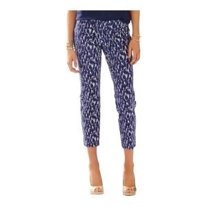 Lilly Pulitzer Navy and White Cropped Printed Pants